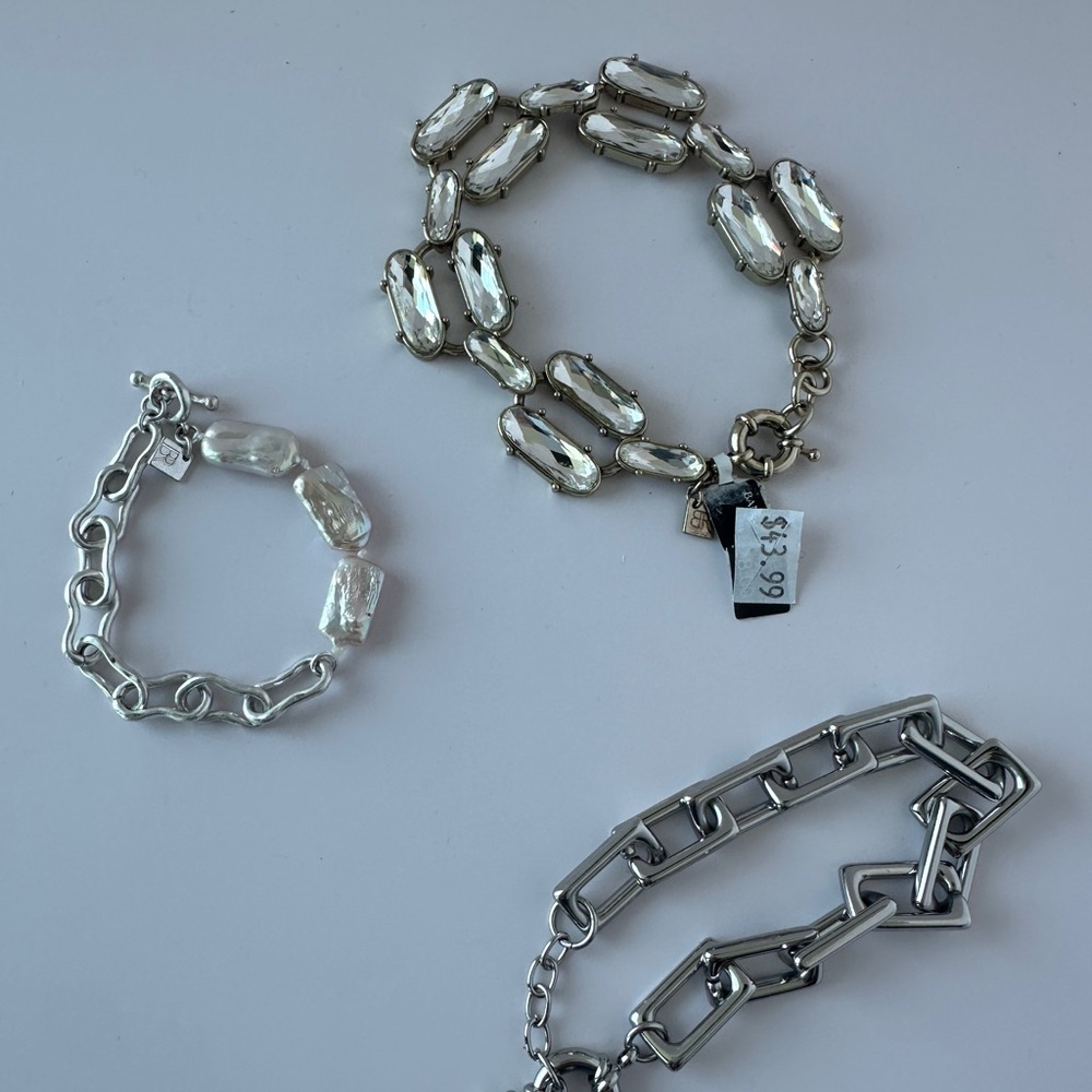Banana Republic Silver and Cream Bracelet Set - 3 Bracelets - Picture 7 of 12